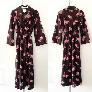 Vintage 70s Rose Poly Robe